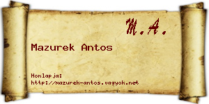 Mazurek Antos névjegykártya